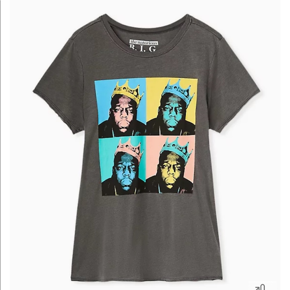 Torrid size 00 Biggie Pop Art grey tee NWT